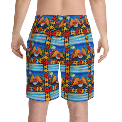 Tacos and Margarita Men's Elastic Beach Shorts