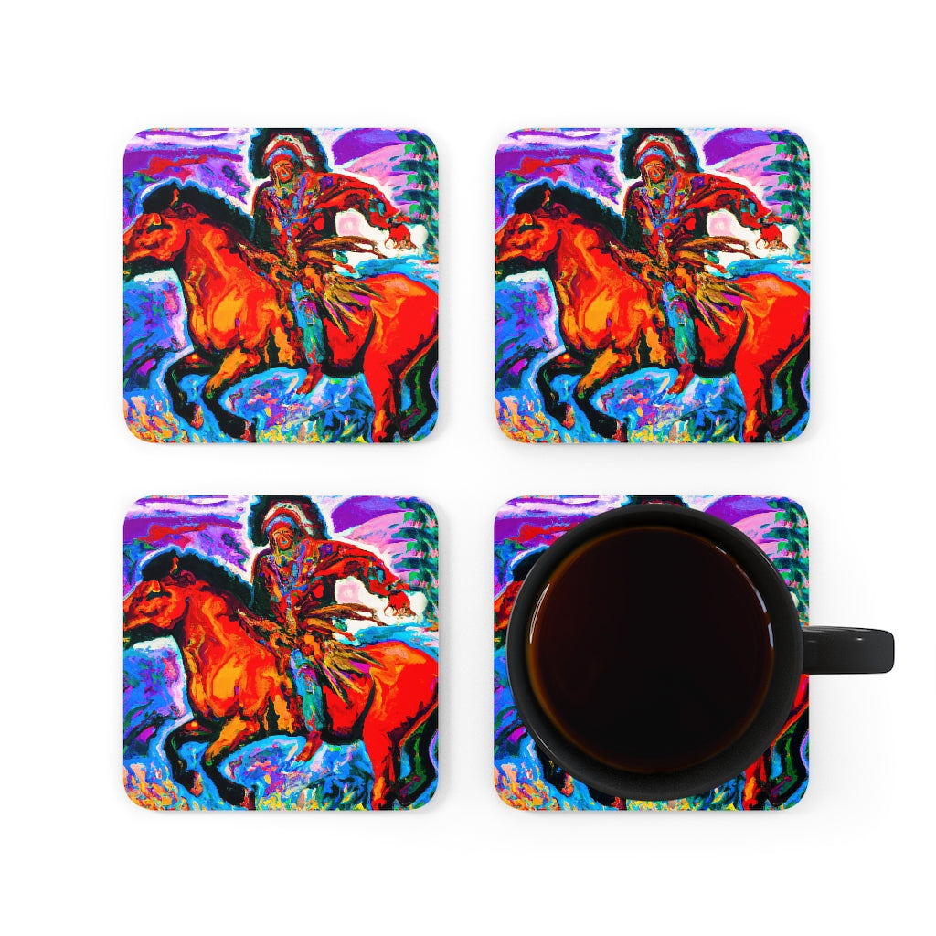 Native American on Horseback Coaster Set