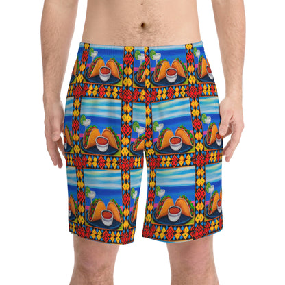 Tacos and Margarita Men's Elastic Beach Shorts