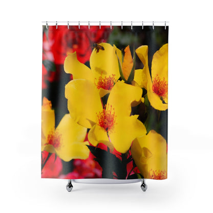 Yellow Flowers Shower Curtains