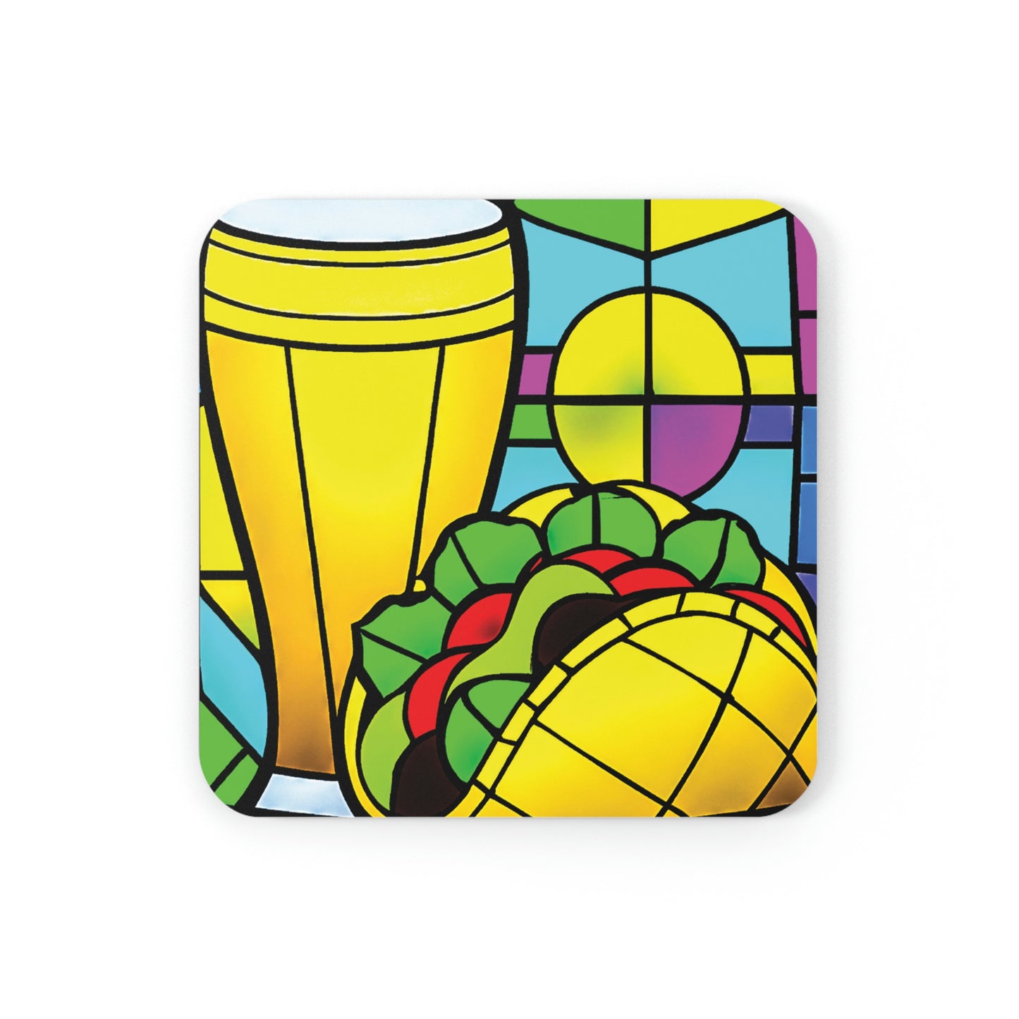 Un Taco con una Cerveza in Stained Glass Coaster Set