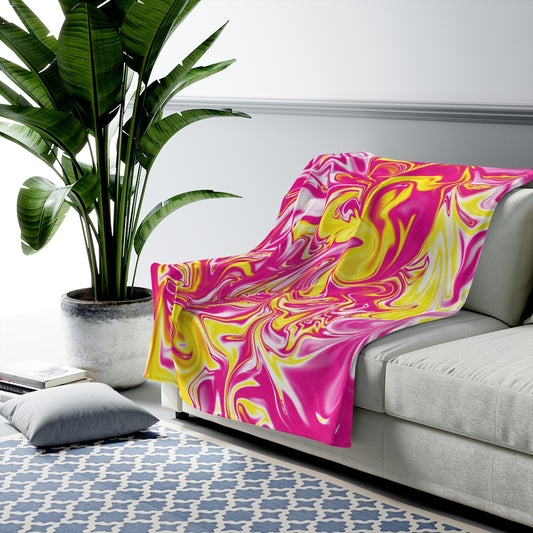 Pink/Yellow Velveteen Plush Blanket